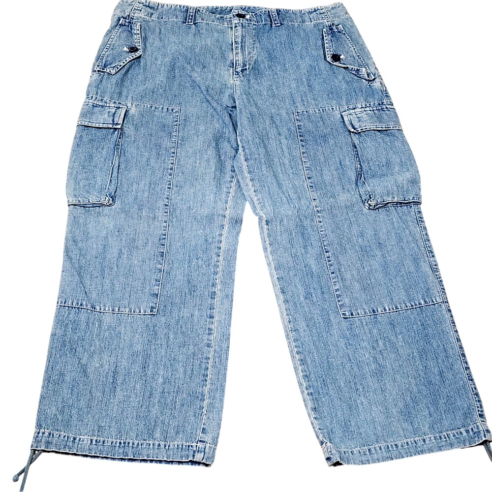 Lauren Jeans Co Ralph Lauren Jeans Womens 14 Blue Cargo Cropped Denim Pants